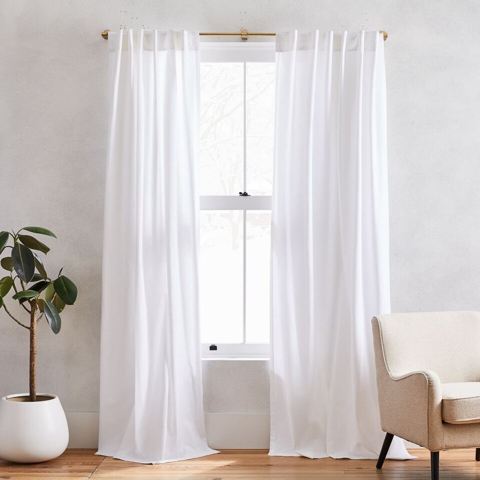 Cotton Canvas Curtain White (Set of 2) West Elm UK